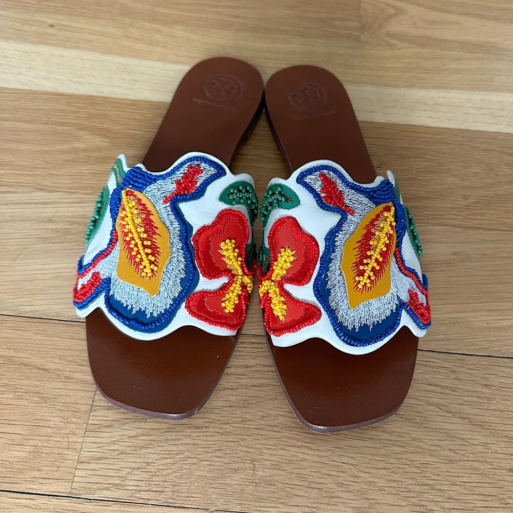 Tory Burch Multicolor Embroidered Sandals